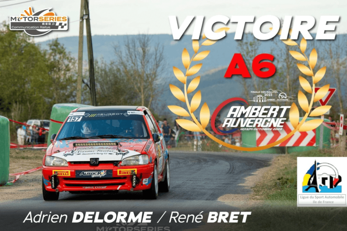 Adrien Delorme et René Bret vainqueur de la Finale de la Coupe de France des rallye 2023 à Ambert, peugeot 106 S16 Classe A6